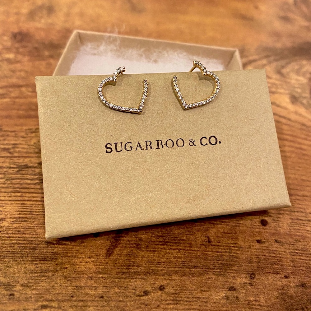 Gold + Diamond Open Heart Stud Earrings
